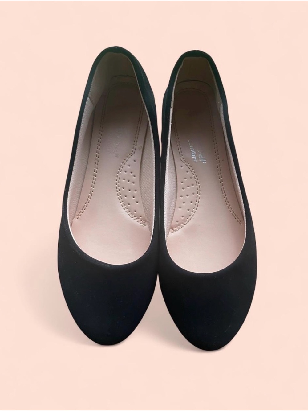Women's Black Slip-On Ballet Flats with Cushioned Insole
